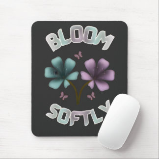 Bloom Softly Spring Floral Design Pastel Cottageco Mousepad