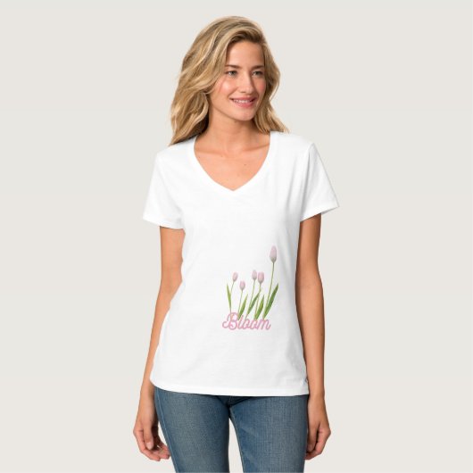 Bloom tulip minimalistisch modernen grafischen Fra T-Shirt (Vorderseite Vollansicht)