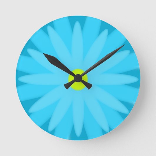 Bloom Turquoise Runde Wanduhr (Vorderseite)