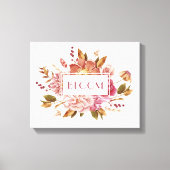 Bloom Typografie | Eleganter rosa Blumenstrauß Leinwanddruck (Vorderseite)