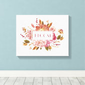 Bloom Typografie | Eleganter rosa Blumenstrauß Leinwanddruck (Insitu (Holzboden))