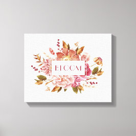 Bloom Typografie | Eleganter rosa Blumenstrauß Leinwanddruck
