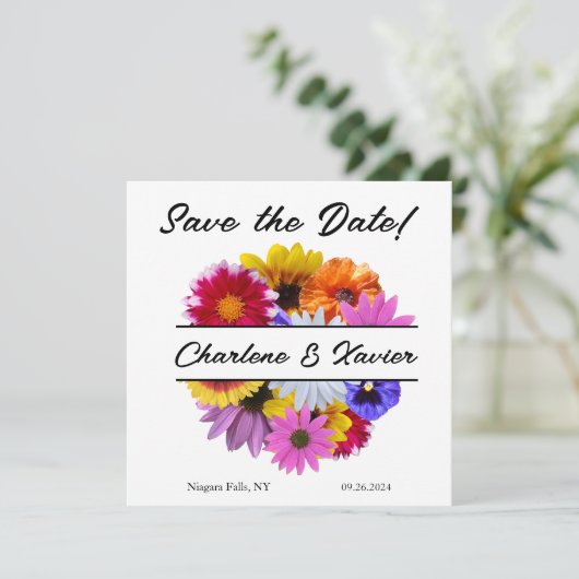 Bloom Wedding Save The Date (Stehend Vorderseite)