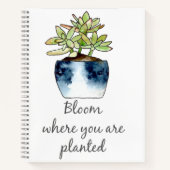 Bloom Where Planted Jade Pot Spiral Notebook Notizbuch (Vorderseite)