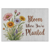"Bloom where you are Planted" Glas Cutting Board Schneidebrett (Vorderseite)