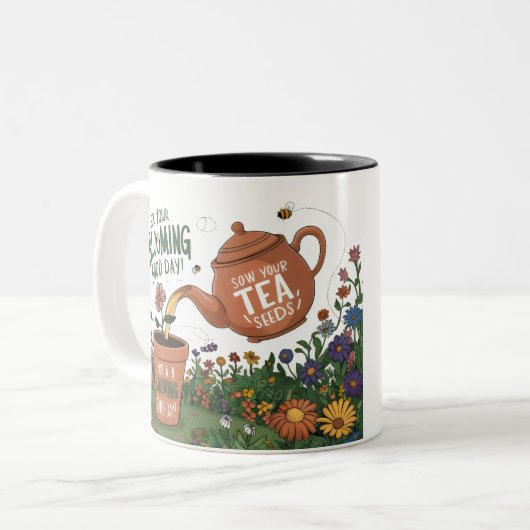 "Bloom where you are Planted Tasse" Zweifarbige Tasse (Vorderseite Links)