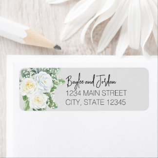 Bloom White Floral Wedding Rücksendeadresse