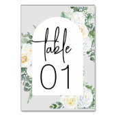 Bloom White Floral Wedding Tischnummer (Rückseite)