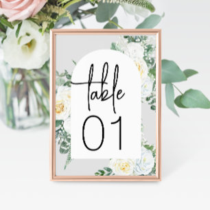 Bloom White Floral Wedding Tischnummer