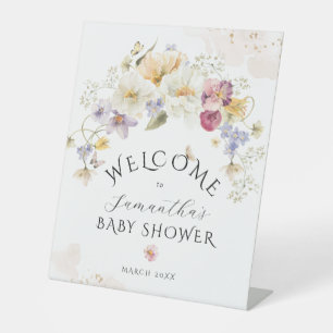 Bloom Wildblume Rustic Baby Dusche Empfang Sockelschild