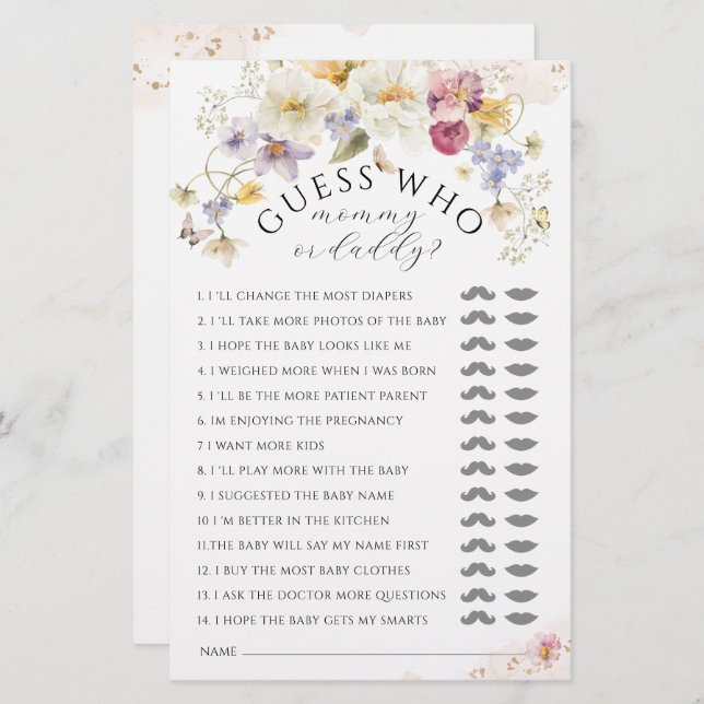 Bloom Wildblume Rustic Baby Showspiel (Vorne/Hinten)