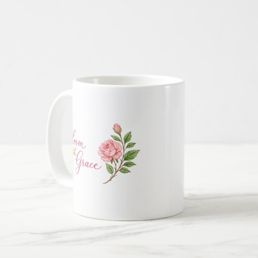 Bloom with Grace cup with a rose" 🌸 Kaffeetasse (Vorderseite Links)
