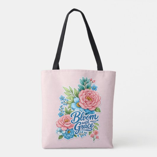 🌸👜 „Bloom with Grace“-Einkaufstasche Tasche (Rückseite)