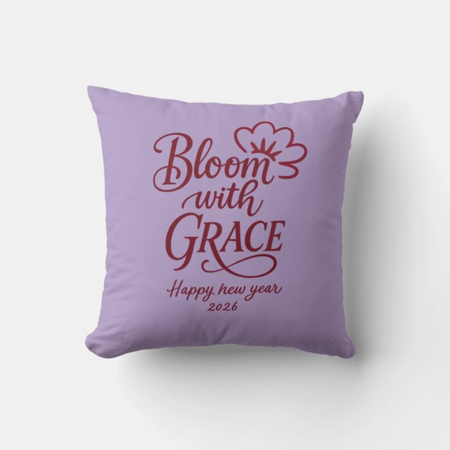 Bloom with Grace – New Year 2026 Throw Pillow Kissen (Vorderseite)