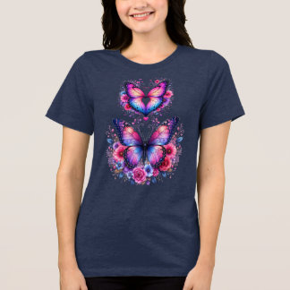 Bloom With Grace Schmetterling Blumen Frauen T-Shi Tri-Blend Shirt