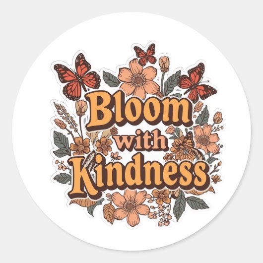 Bloom With Kindness Retro Floral Sticker (Vorderseite)