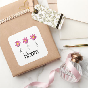 Bloom with Pink Flowers Quadratischer Aufkleber