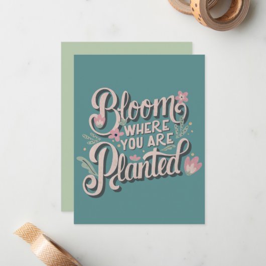 Bloom, wo du gepflanzt bist mitteilungskarte (Vorderseite/Rückseite Beispiel)