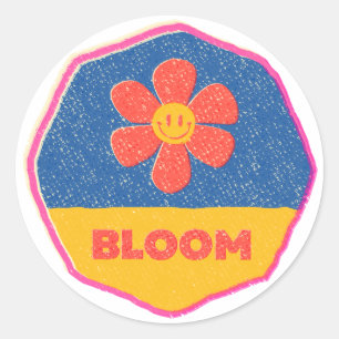 "Bloom" wo du gepflanzt bist! Runder Aufkleber