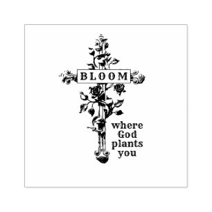 BLOOM, WO GOTTE PFLANZE, DIE SIE RELIGIÖS KROREN GUMMISTEMPEL