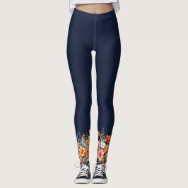Bloom, wo Sie gepflanzt Navy Blue Floral Leggings