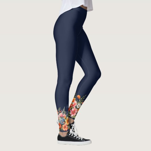 Bloom, wo Sie gepflanzt Navy Blue Floral Leggings (Rechts)