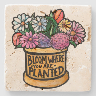 Bloom Wo Sie gepflanzt sind Steinuntersetzer