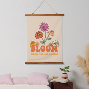 Bloom Wo Sie gepflanzt sind Wandteppich Mit Holzrahmen