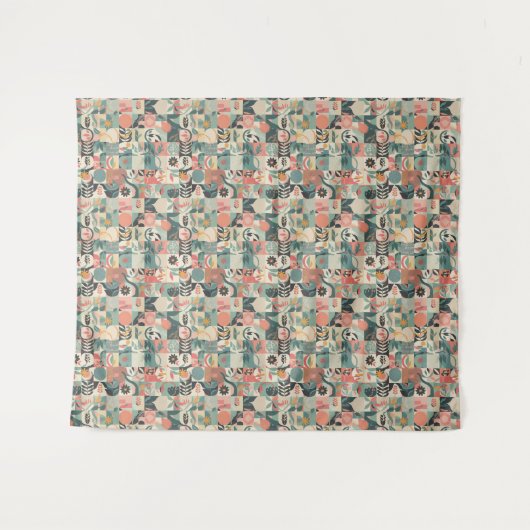 "Bloom Zoom & Leaf Loop" Wandteppich (Vorderseite (Horizontal))