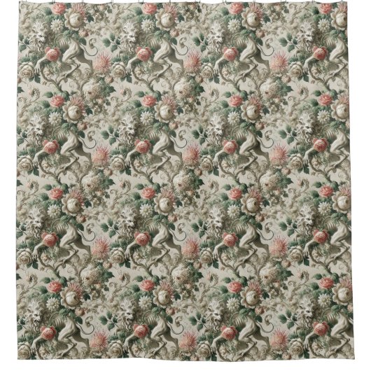 Bloombound Sentinel - Gothic Floral Design Duschvorhang (Vorderseite)