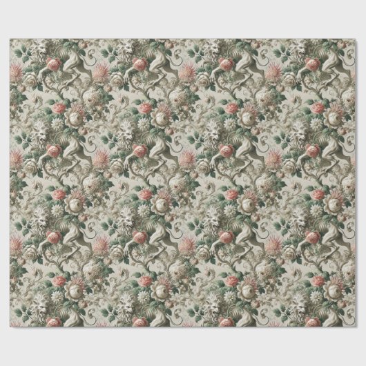 Bloombound Sentinel - Gothic Floral Design Geschenkpapier (Flach)