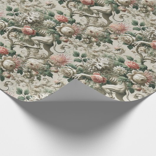 Bloombound Sentinel - Gothic Floral Design Geschenkpapier (Ecke)