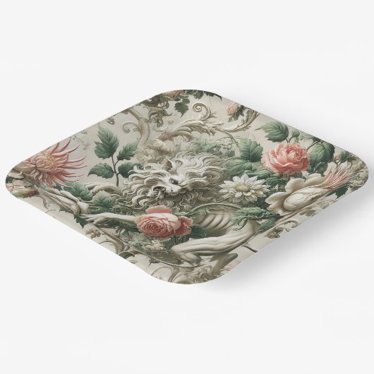 Bloombound Sentinel – Gothic Floral Design Pappteller (Gewinkelt)