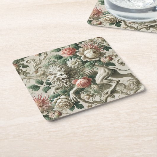 Bloombound Sentinel – Gothic Floral Design Rechteckiger Pappuntersetzer (angewinkelt)