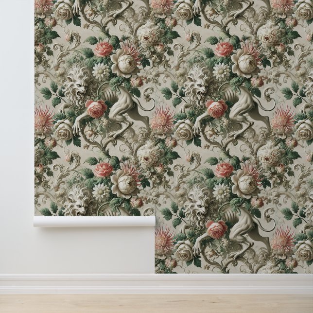 Bloombound Sentinel - Gothic Floral Design Tapete (Anwendung)