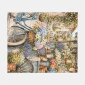 Bloomcore-Blumenmarkt-Fahrrad Fleecedecke (Vorderseite (Horizontal))