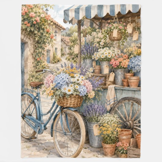Bloomcore-Blumenmarkt-Fahrrad Fleecedecke (Vorderseite)