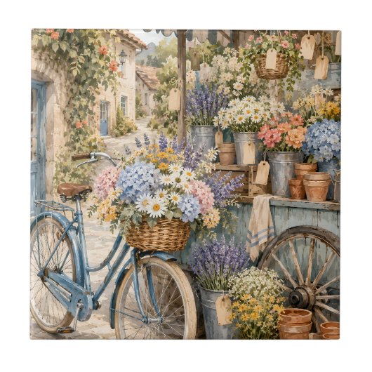 Bloomcore-Blumenmarkt-Fahrrad Fliese (Vorderseite)
