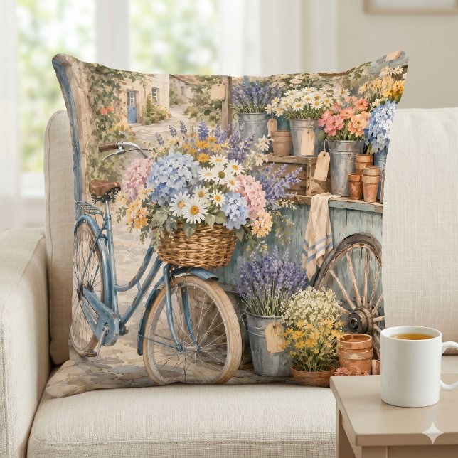 Bloomcore-Blumenmarkt-Fahrrad Kissen (Bloomcore Flower Market Bicycle Throw Pillow)