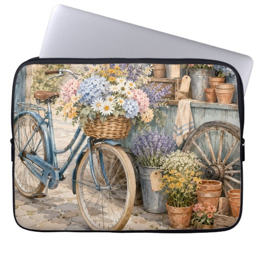 Bloomcore-Blumenmarkt-Fahrrad Laptopschutzhülle (Vorderseite)