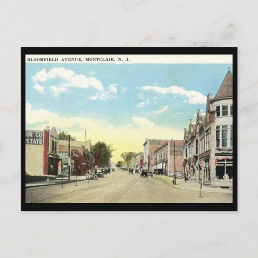 Bloomfield Ave, Montclair NJ Vintag Postkarte (Vorderseite)