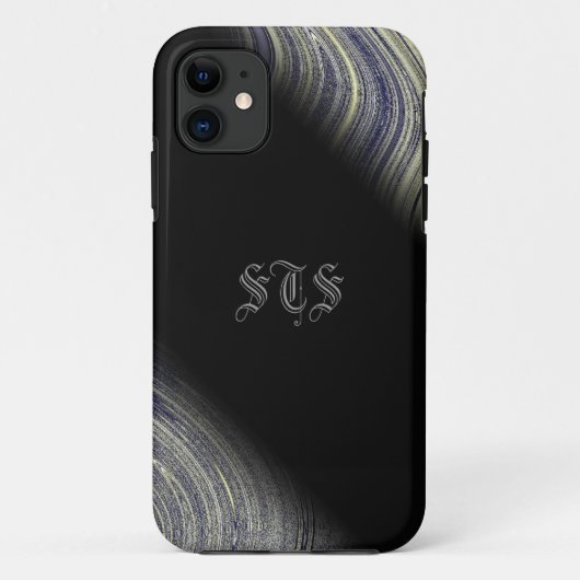 Bloomin Blue Fraktal Glimmer Monogram iPhone Case-Mate iPhone Hülle (Rückseite)