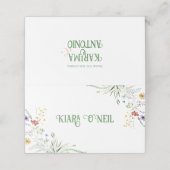 Bloomin' Whimsy" Wildblume Hochzeitsempfang Platzkarte (Außenseite Aufgefaltet)