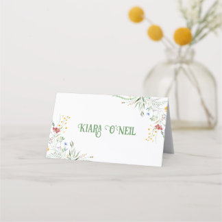 Bloomin' Whimsy" Wildblume Hochzeitsempfang Platzkarte