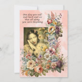 "Blooming all Along" Zitat hübsche Mädchen und Blu Dankeskarte (Vorderseite)