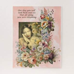 "Blooming all Along" Zitat hübsche Mädchen und Blu Puzzle
