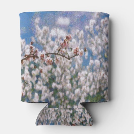 Blooming Almond Tree Pointillism Artwork Dosenkühler (Rückseite)