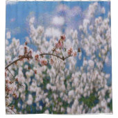 Blooming Almond Tree Pointillism Artwork Duschvorhang (Vorderseite)