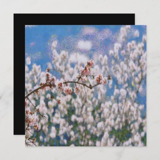 Blooming Almond Tree Pointillism Artwork Einladung (Vorne/Hinten)