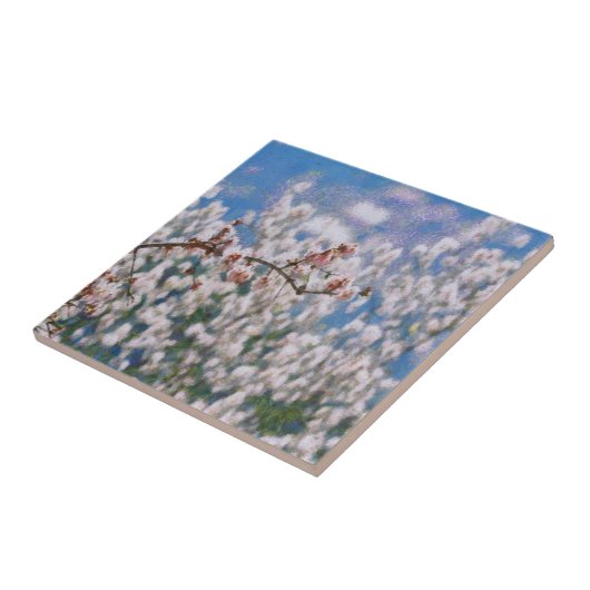 Blooming Almond Tree Pointillism Artwork Fliese (Seite)